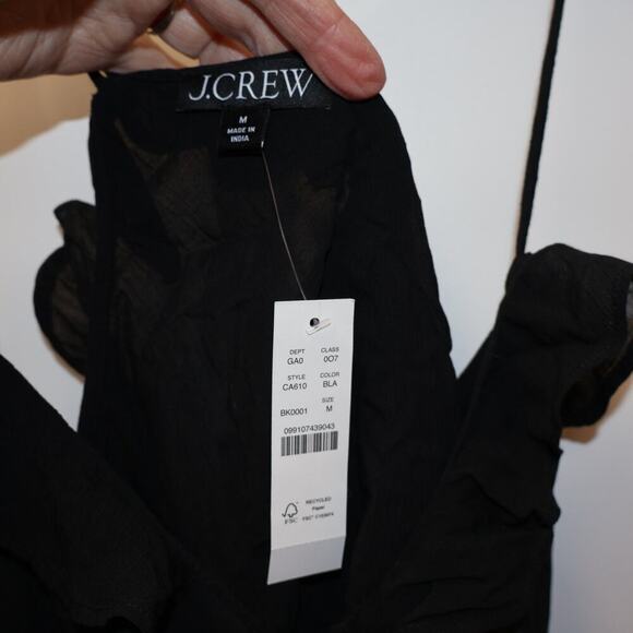 NWT J. Crew Drapey Ruffle Tank Top Cascading Ruffles Black Med Womens Trending - Picture 6 of 16